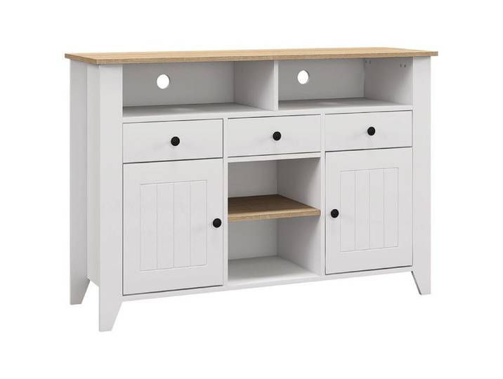 CollaHausse Meuble TV 50 Pouces Blanc 3 Tiroirs 2 Portes 120x38x82 cm
