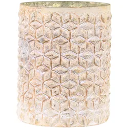 Chic Antique Hurricane Windlicht Gold mit Muster, Ø12 x H16,5 cm, antik creme