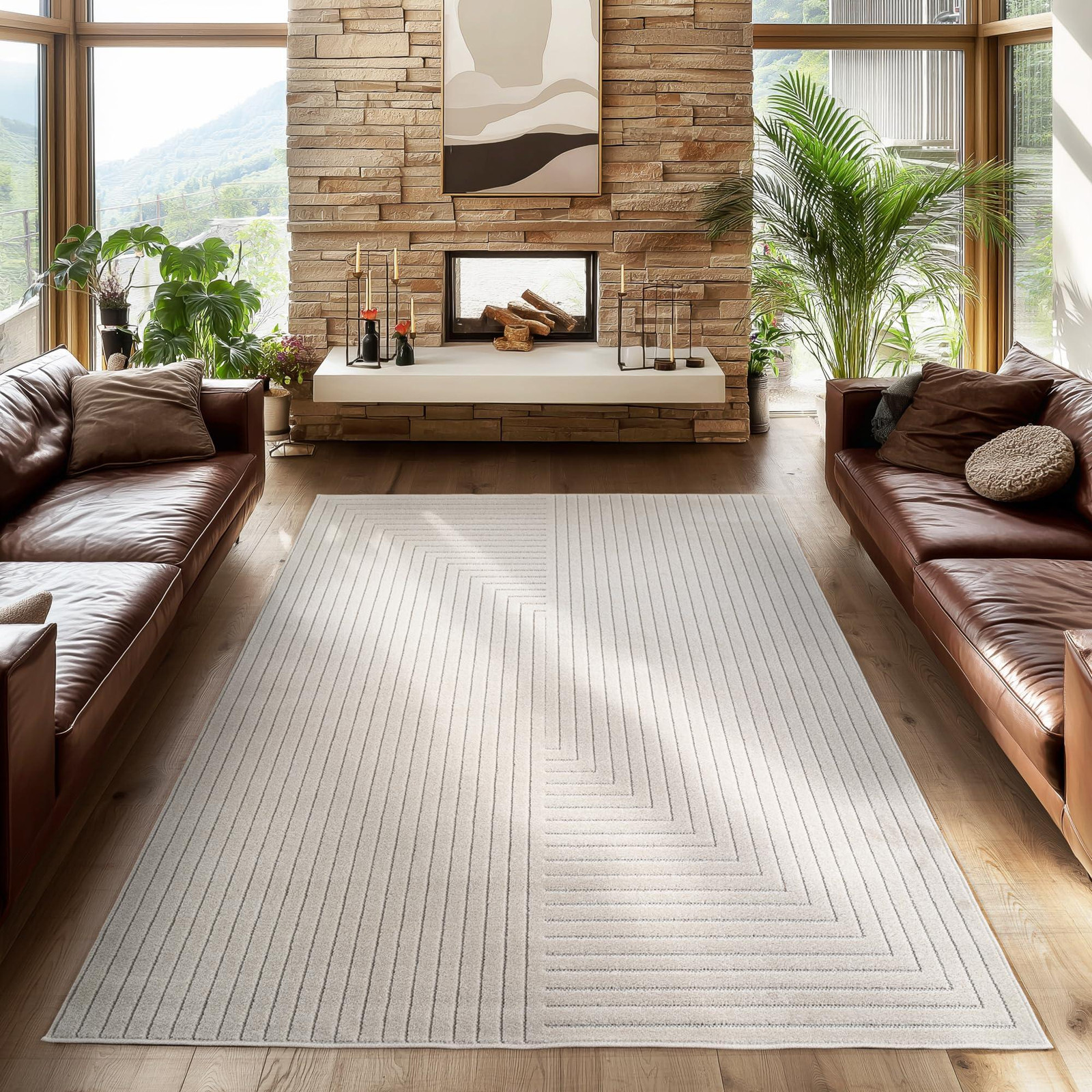 Famanu Abstract Boho Vloerkleed - Rechthoekig - Polypropyleen