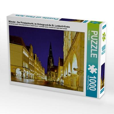CALVENDO Puzzle Münster - Der Prinzipalmarkt, im Hintergrund die St. Lamberti-Kirche 1000 Teile Puzzle quer | 1000 Teile Lege-Größe 64 × 48 cm