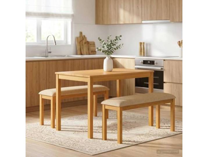 ZXQVLMRS Essbank, Holz Sitzbank 95 x 32 x 45 cm, Eiche Massivholz, Beige Minimalistisches Design, Stabile Konstruktion, Einfache Montage