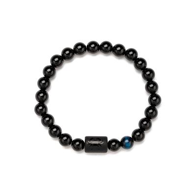 Armband FIRETTI "Schmuck Geschenk Armschmuck Armkette Edelstein Sternzeichen", schwarz (schwarz, blau, schwarz, blau), Armbänder, Damen, 20cm, Krebs, Silikon Stein, Silikon, Stein, Armband, Made in Germany - mit Onyx und Geburtsstein