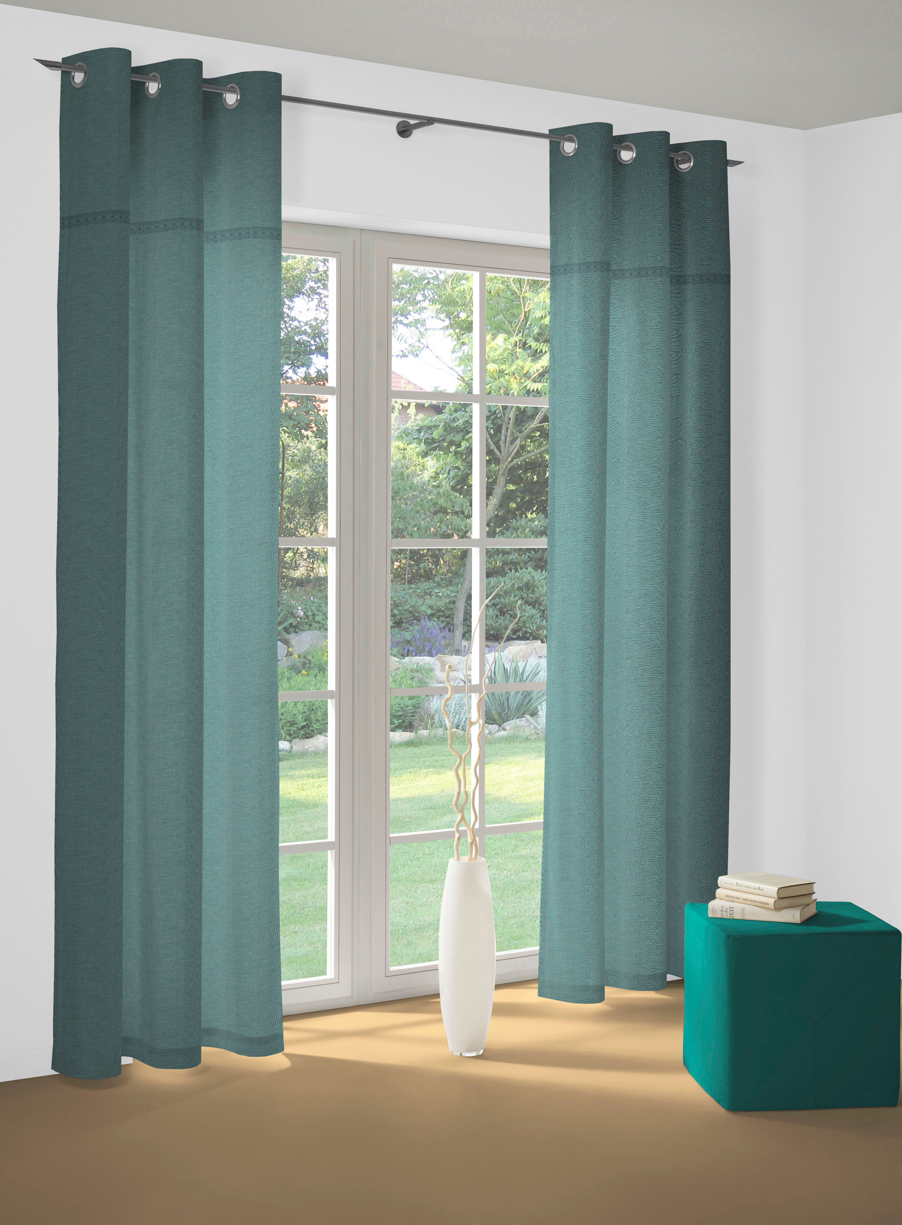 Vorhang WIRTH "Wiessee", grün, B:150cm H:395cm, Baumwolle, Leinen, Modal, Gardinen, Vorhang, nach Maß