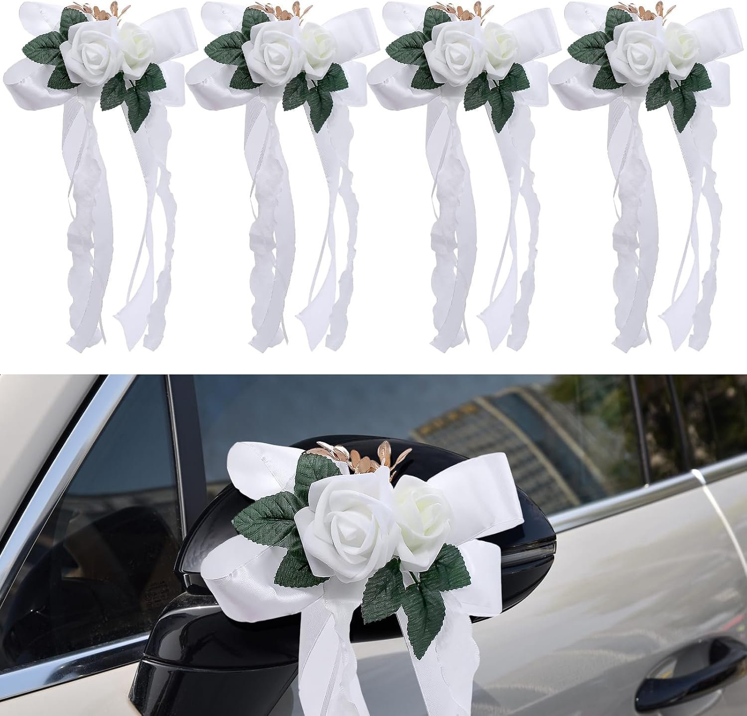 Set van 4 bruiloft bloemen voor auto decoratie