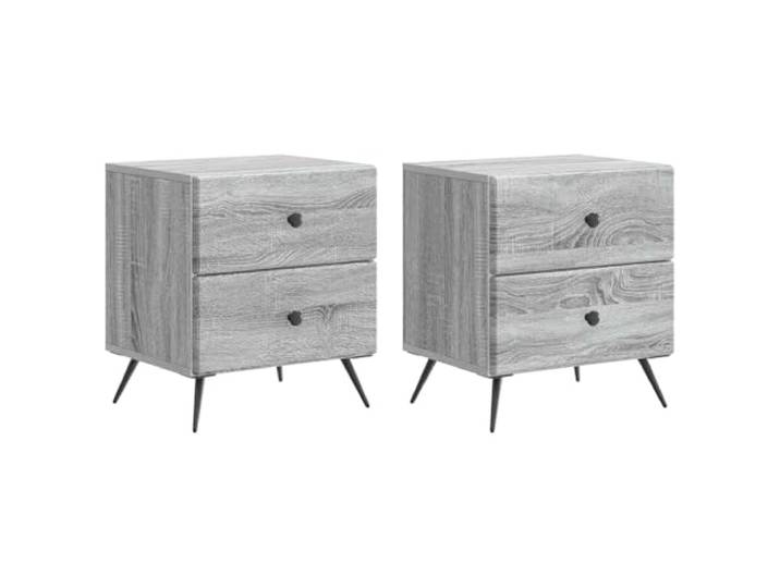 LMTYOENFG Nachttisch 2er Set Graues Sonoma 43x34,5x47,5 cm Kompakte Nachtkommode für das Schlafzimmer, Gästezimmer oder Jugendzimmer mit vier leichtgängigen Schubladen.