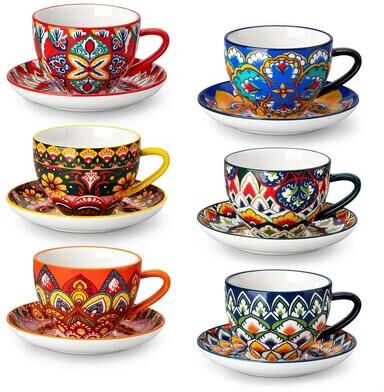 vancasso LUMI 6-Piece Porcelain Cup and Saucer Set