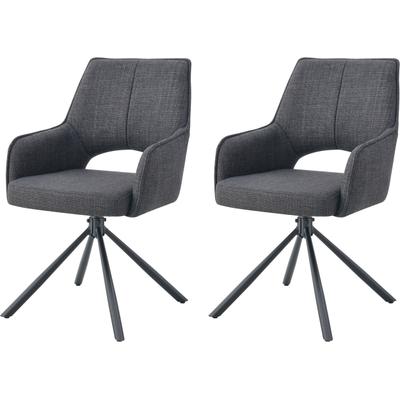 Drehstuhl HOME AFFAIRE "BELLEVILLE, 2er Set, mit Metallgestell in matt schwarz", grau (schwarz matt, pulverbeschichtet, anthrazit), B:57cm H:91cm T:64cm, Metall, Polyester, Stühle, Drehstuhl