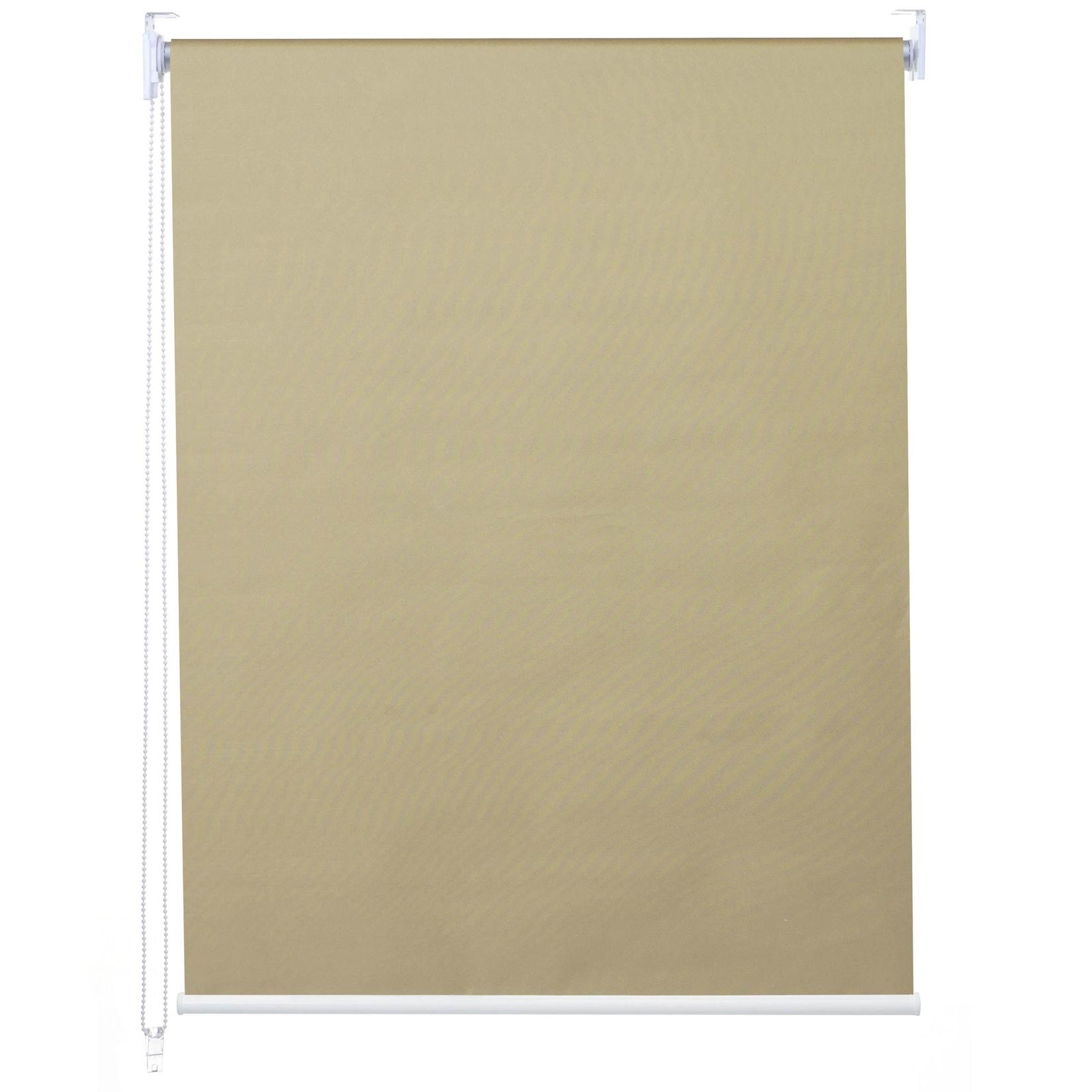 Rollo MCW-D52, Fensterrollo Seitenzugrollo Jalousie, Sonnenschutz Verdunkelung blickdicht 70x230cm ~ beige