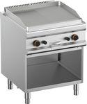 orange Gas-Grillplatte, 1/2 glatt + 1/2 gerillt, mit Unterbau, 11 kW