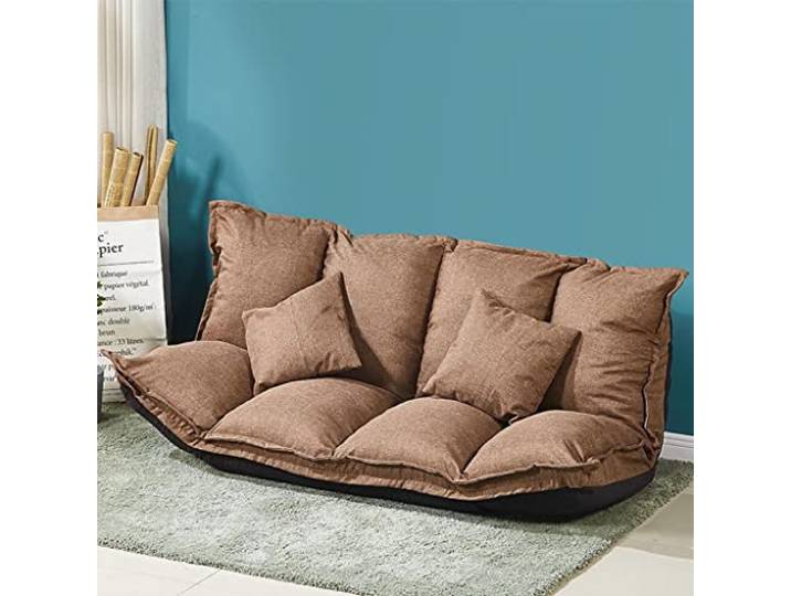 SaryEdge Schaukelstuhl, Schlafsofa/Couch, moderner Zweisitzer, 5 verstellbare Liegepositionen, Futon-Stil, Bodensofa zum Sitzen, Schlafen, Nickerchen oder Spielen, Doppelbett, graues Sofabett