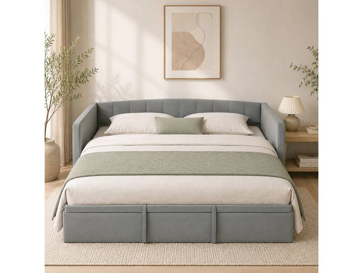 HOMCOM Canapé-lit 3 Places Convertible Lit Double Gris Clair