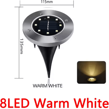 Inspire Picks LED Solar Ground Lights Waterproof Buried Solar Disk Lights For Garden & Pathway 8led warm White 1pc