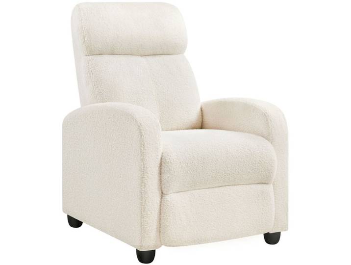 Yaheetech Fauteuil Releveur en Tissu Bouclette Fauteuil Convertible Confortable avec Repose Pied Ivoire