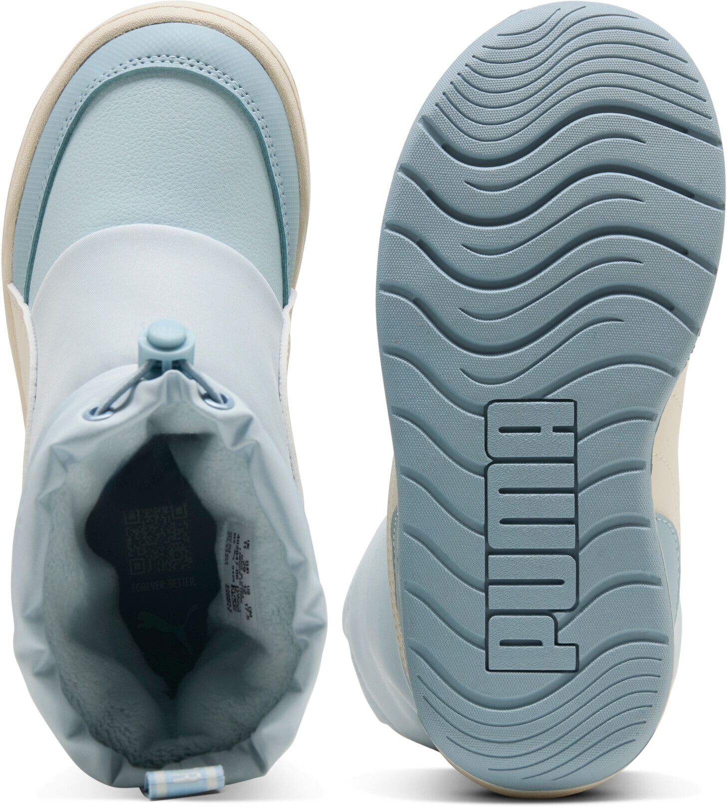 Winterboots PUMA "MULTIFLEX 2 BOOT AC PS", Jungen, Gr. 31, Textil, aqua glow, alpine snow, unifarben, Schuhe Winterboots, für Sportmode, Wintermode und Outdoormode, knöchelhoher Schnitt aqua glow, alpine snow 31, Textil