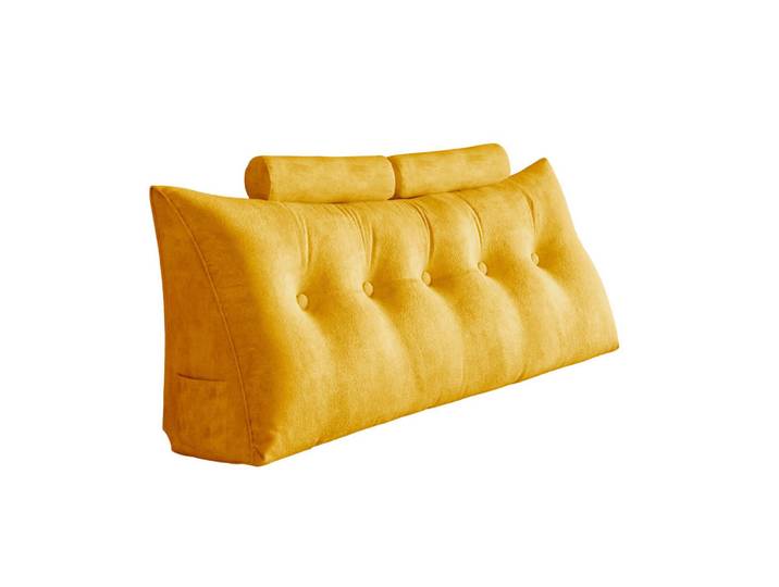 Vercart Keilkissen mit einem runden Kissen 3er-Set Samt Gelb 160cm, Mode, Füllung: Polyester, 20x160 cm, Heimtextilien, Wohntextilien, Kissen, Rückenkissen