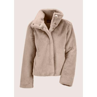 Kurzjacke MADELEINE "Jacke Webpelz-Kurzjacke mit Stehkragen", Damen, Gr. 36, beige, Obermaterial: 100% Polyester PES., Modern, normal, Jacken Kurzjacke, Stehkragen