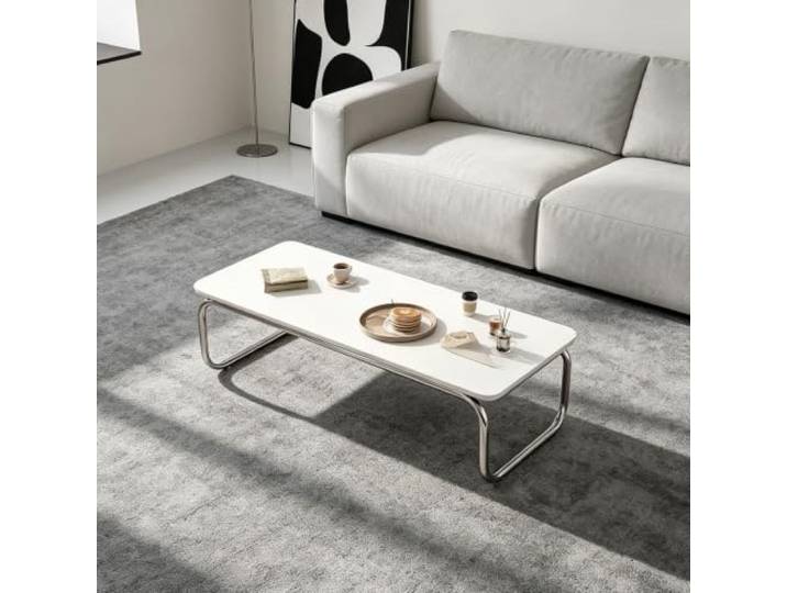 EBOYNSowAprr Rechteckiger Couchtisch, Stabiler Holz Niedriger Teetisch Minimalistisches Wohnzimmermöbel, Geeignet, Schlafzimmer & Einrichtung kleiner Räume(White,31.5x18.9x12.6 in)