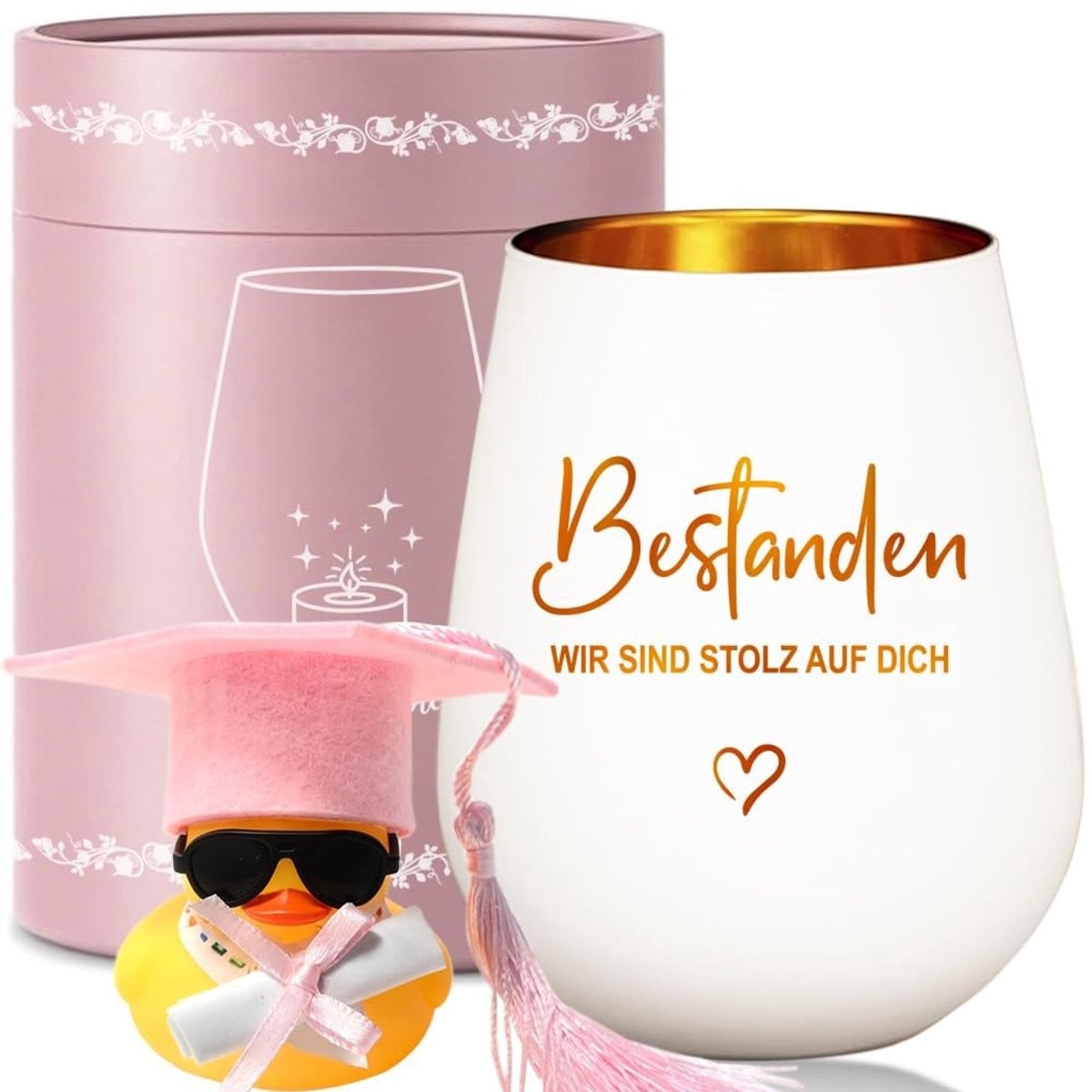 Dailygoods Windlicht Glas Felicitatie Afstuderen Kaarsenhouder H 11,3 x B 8,6 x D 8,6 cm