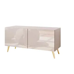 TV-SCHRANK COLGANTE 100 Kaschmir Hochglanz, ohne LED, Schräge goldene Füßen