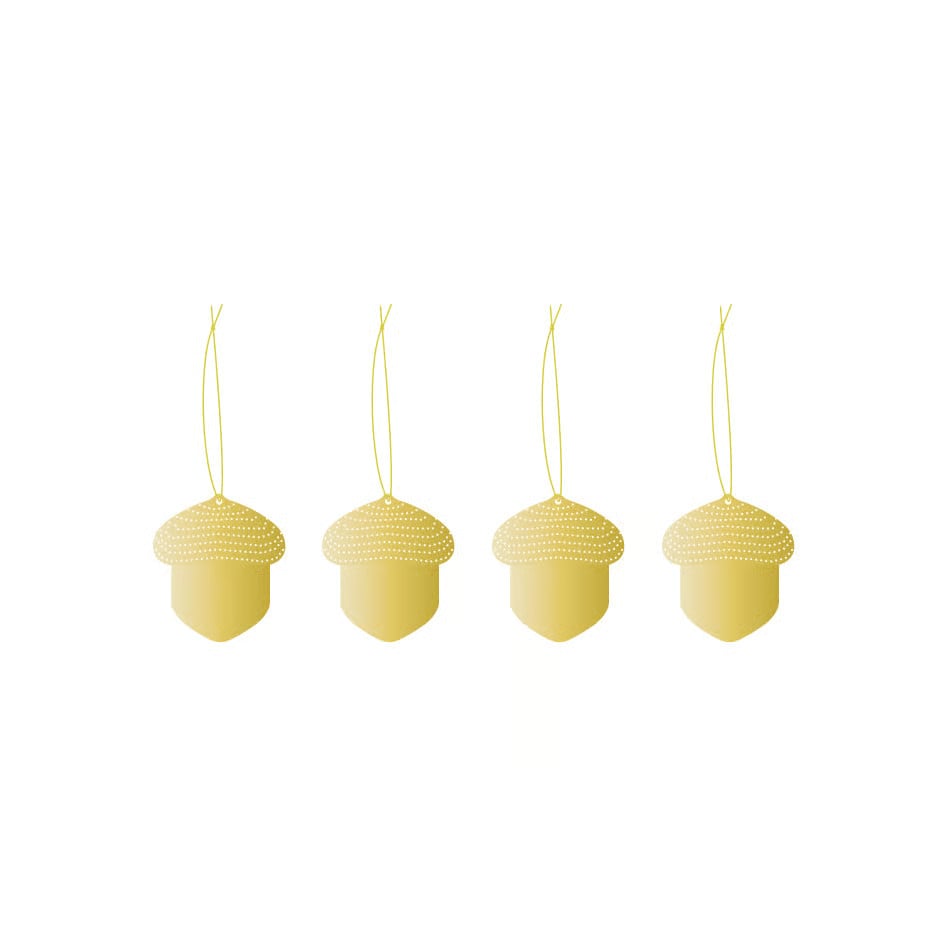 Cooee Design Kersthanger Acorn Messing 4-pack