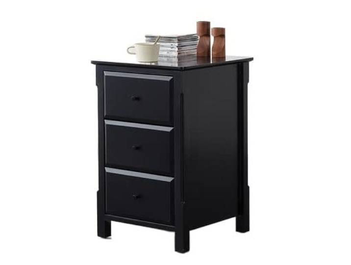 AZHKJKZH Nachttisch Hölzerner Nachttisch 3 Schubladen Schlafzimmer Beistelltisch Schrank Mit Schiebeschublade Wohnzimmer Schlafzimmer(Black)