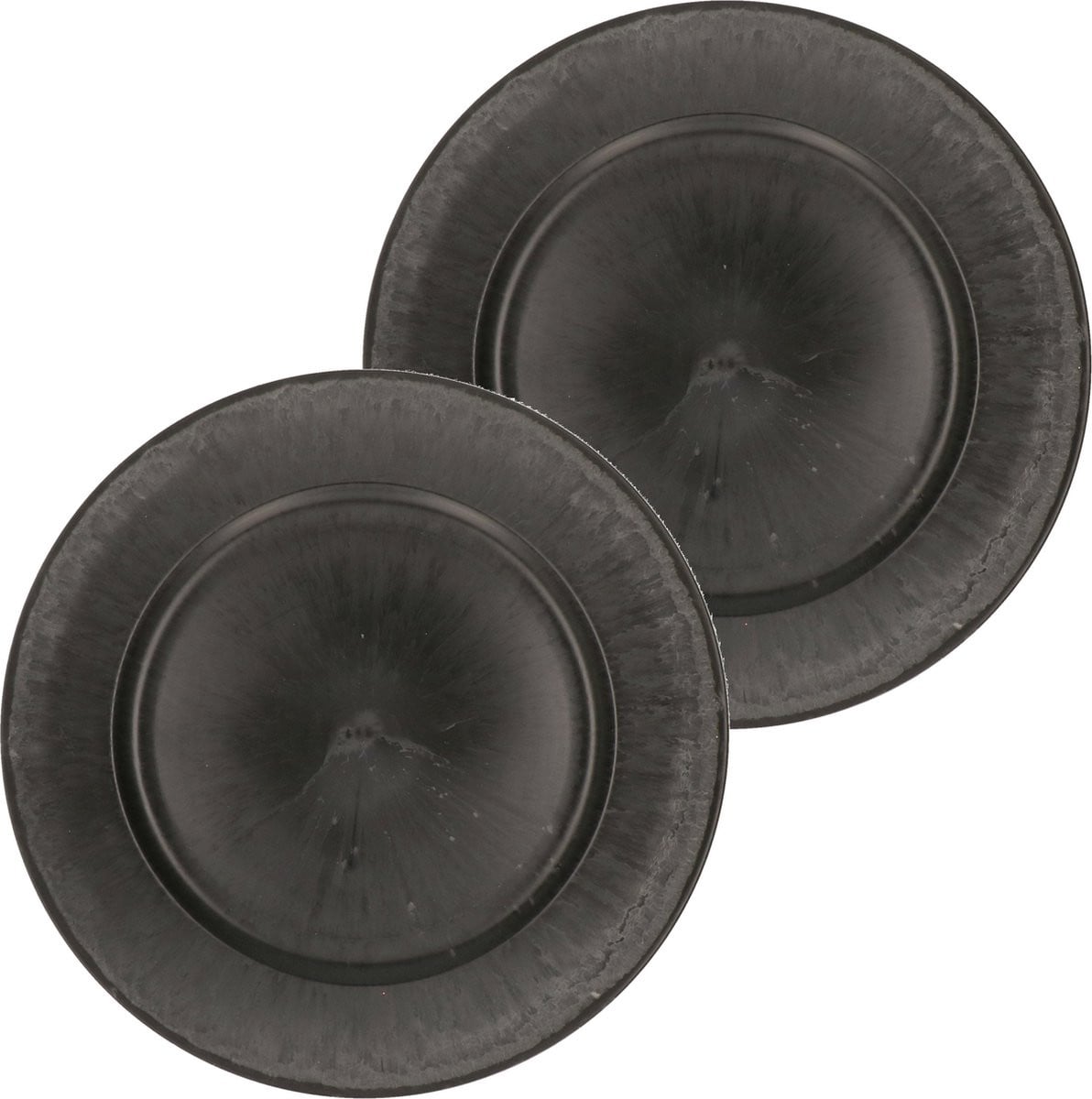 Othmar Decorations Diner en kerstdiner onderborden - 2 stuks - mat zwart - Rond - Diameter: 33 cm
