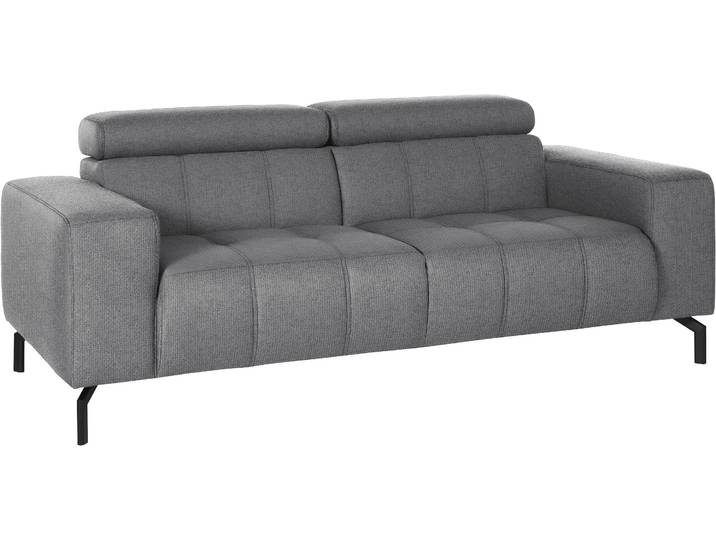2-Sitzer DOMO COLLECTION Cunelli, moderne Sitznähte als Designelement, fester Sitzkomfort , grau, B:208cm H:79cm T:104cm, Sofas, 2-Sitzer, whlw. verstellbare Kopfteile, passend für gängige Saugroboter