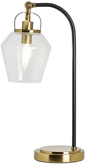 BHS Saskia Bubble Glass Arc Satin Brass Table Lamp
