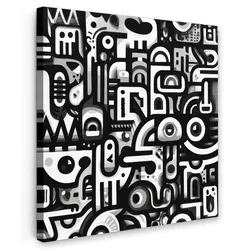 LEINWANDBILD Symbole - Abstrakt - Grafik - Schwarz Deko Groß 90x90 cm