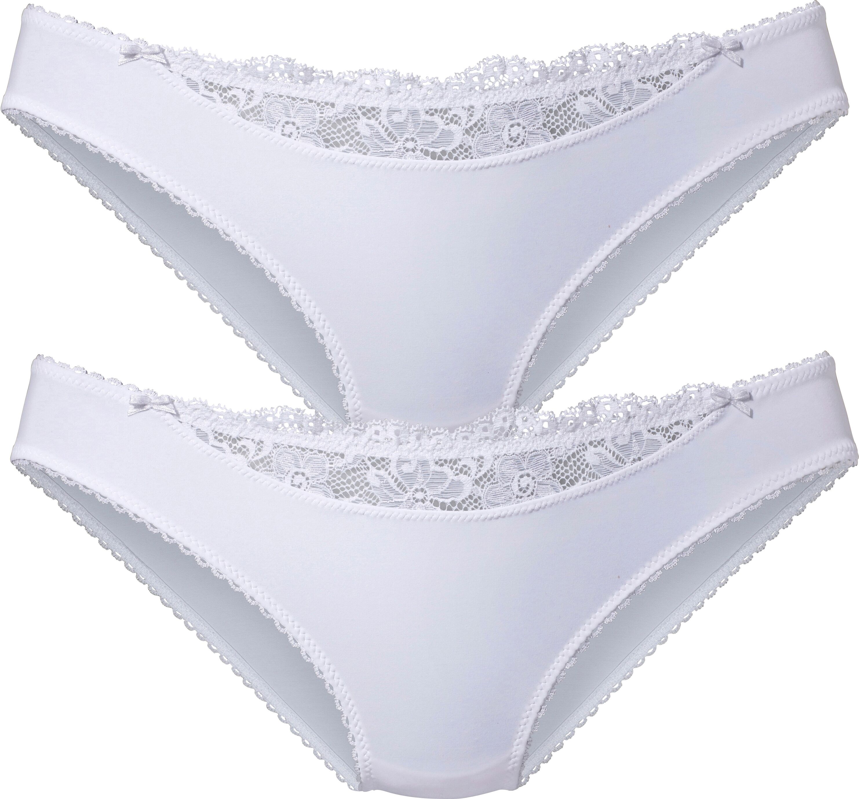 Slip NUANCE BY LASCANA "mit Spitzeneinsatz vorne", Damen, Gr. 36/38, weiss (2xweiß), Microfaser, Obermaterial: 85% Polyamid, 15% Elasthan, körpernah, Unterhosen Slip, als Dessous-Set kombinierbar, Dessous 2xweiß 36/38