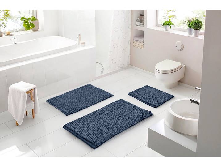Badematte Punto Uno 70 x 120cm Blau/Anthrazit