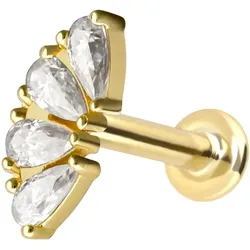 14 Karat Gold Labret mit Innengewinde MOISSANIT-BOGEN