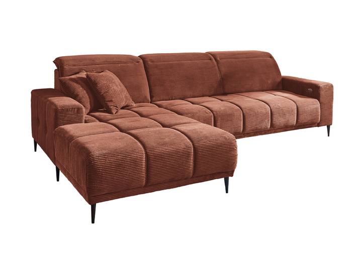 Ecksofa Cord rost elektrisch ausfahrbar 286 cm - OT links - MARISOL