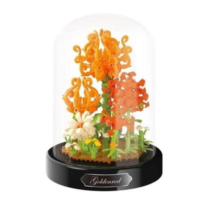 BALODY Blumen: Gelbe Chrysantheme/Golden Chrysanthemum, DIY Bausatz aus Miniblocks, 440 Klemmbausteine