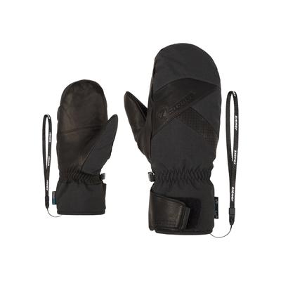 Fäustlinge ZIENER "GETTERO-Z AQUASHIELD lavalan", Herren, Gr. 8,5, schwarz (grau iron tec), Materialmix, Handschuhe Fäustlinge, wasser- und winddicht, atmungsaktiv, Wollwattierung, Lederinnenhand