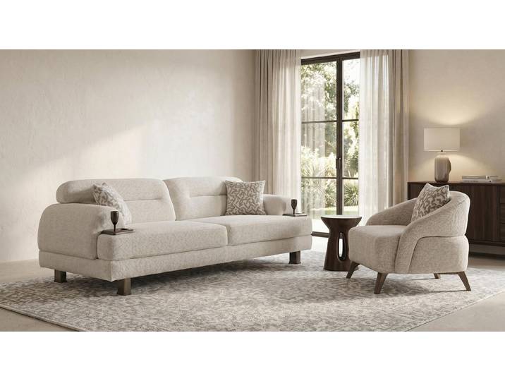 JVmoebel Polstergarnitur Sofa set Modern Stil Designermodell Beige Elegante Wohnzimmer, (1-tlg)