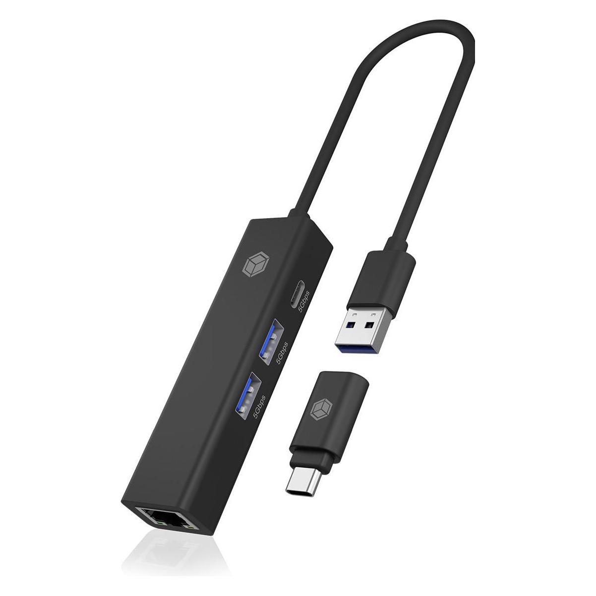 Icy Box IB-HUB1439-LAN (USB-A, USB-C, 4 Ports) (IB-HUB1439-LAN)