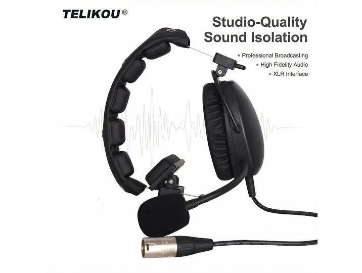 TELIKOU HD-101 XLR 5 Pin Mâle Simple-oreille Full-Duplex Filaire Interphone Casque ociamique Micrphone Système Film TV Scène Clearcom
