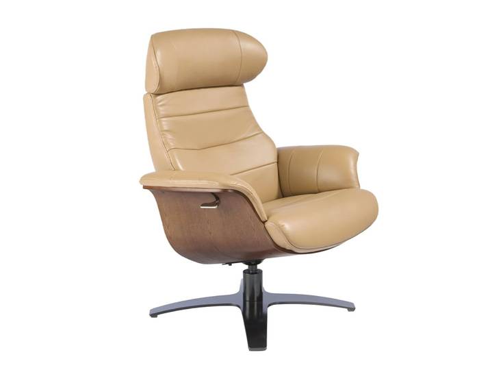 Fauteuil pivotant rembourré cuir sable
