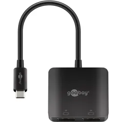 Goobay USB-C zu DisplayPort Adapter, 2x DisplayPort, 4K 60Hz / 8K 30Hz, HDR, HDCP, MST-Modus