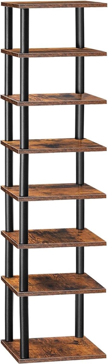 TRANKIELO® Ruimtebesparend 8-Laags Hoekschoenenrek - Vintage Bruin-Zwart