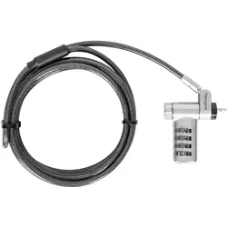 Targus ASP96RGLX, 2 m, Zahlenschloss, Galvanisiertes Stahl, Silber, Notebook Security, Silber