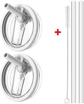 Uplift Picks SecureSip 40oz Flip Straw Tumbler Lid white (2 Pcs + Straw)