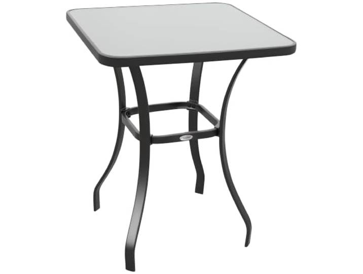 Outsunny Table Carrée Bistro de Jardin Dim. 68L x 68l x 84H cm Métal Gris Époxy\, Plateau Verre Trempé Granité