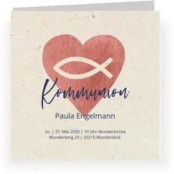 Einladungskarte Kommunion: Ichthysherz - Kommunion in Kraft Look