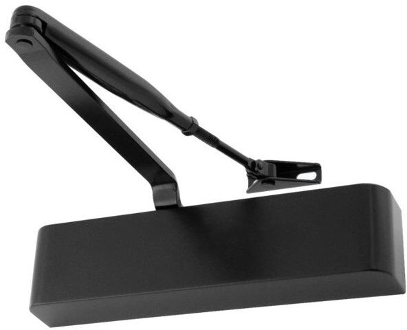 Eclipse Overhead Door Closer Surface Mounted 101 Series Satin Nickel Fire Rated Matte Black 20" x 20" x 5"