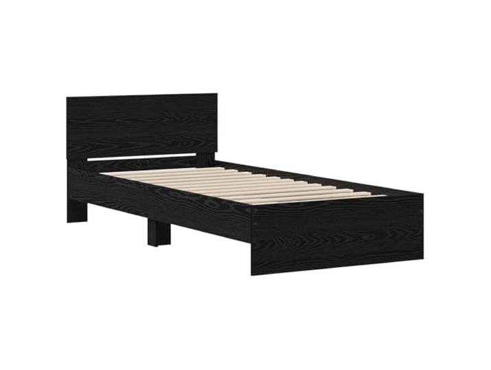 KTHLBRH Bettgestell Eiche Schwarz mit Kopfteil Technisches Holz, Wandmontage, Kapazität 200 kg, minimalistisches Design