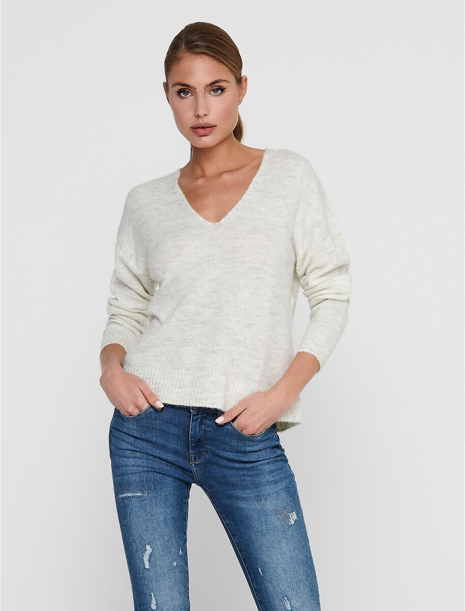 JDY Pull col V, maille mousseuse