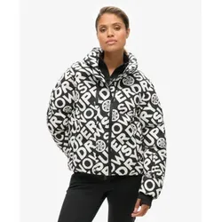 Superdry für Damen. WS110169A Ski-Boxy-Steppjacke schwarz, weiß (XS), Lässig, Nachhaltig, Recyceltes Nylon
