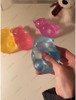 Modern Mode Marketplace Colorful Gummy Bear Squeeze Fidget Toy For Stress Relief And Sensory Play blue
